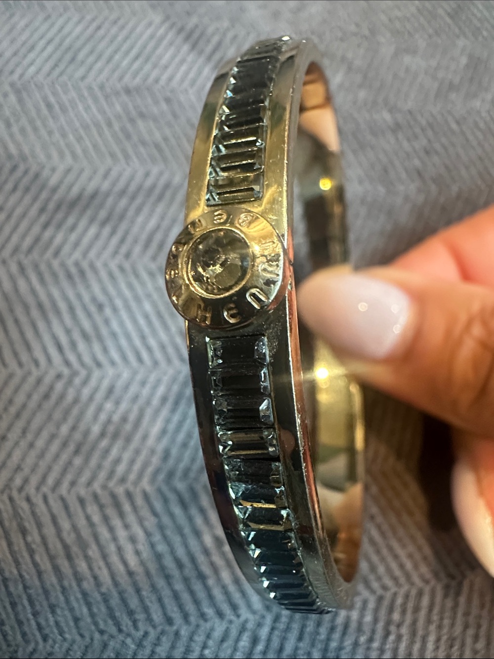 Henri Bendel Silver-Tone Women's Bangle Bracelet with Faceted Accent